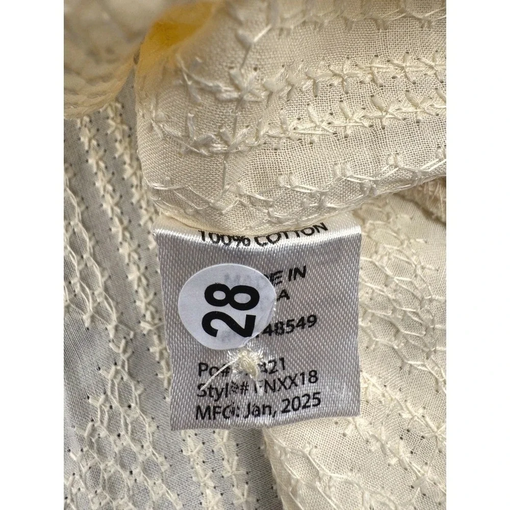Free Planet Button Down Eyelet Camp Shirt Eggnog‎ 2X